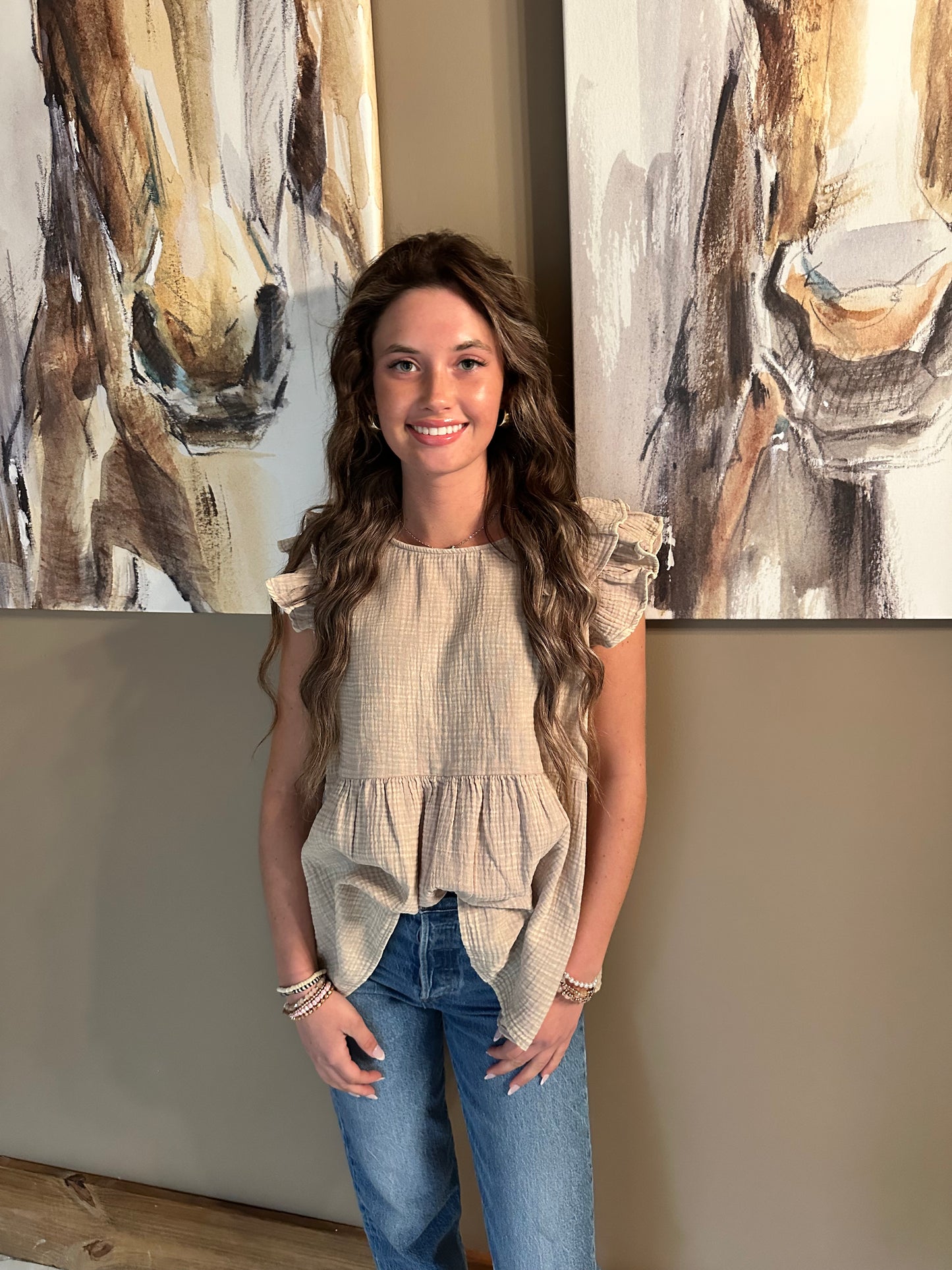 Washed ruffle blouse