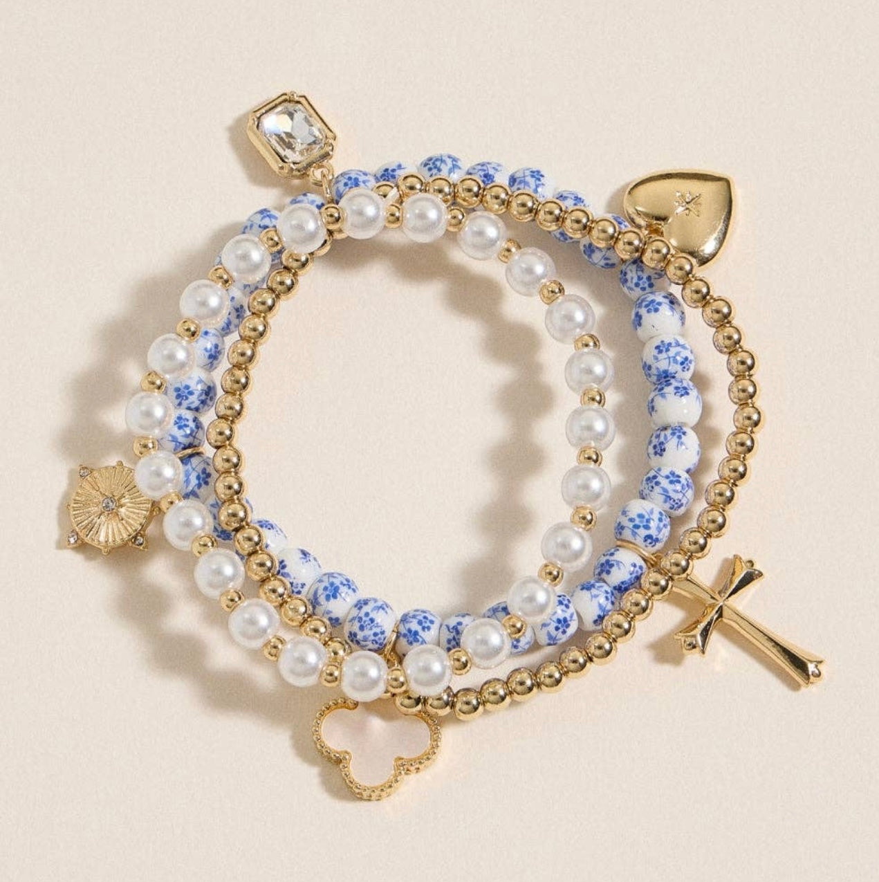 Floral Charm Bracelet Set