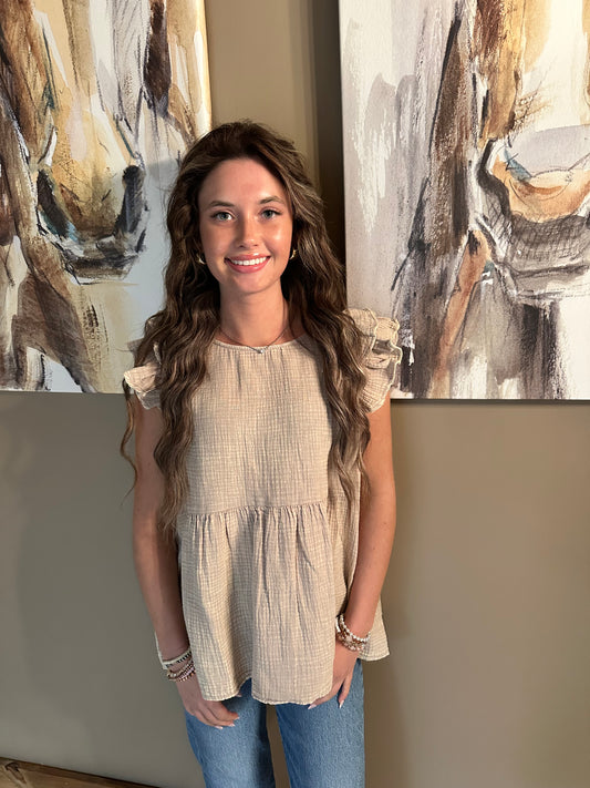 Washed ruffle blouse