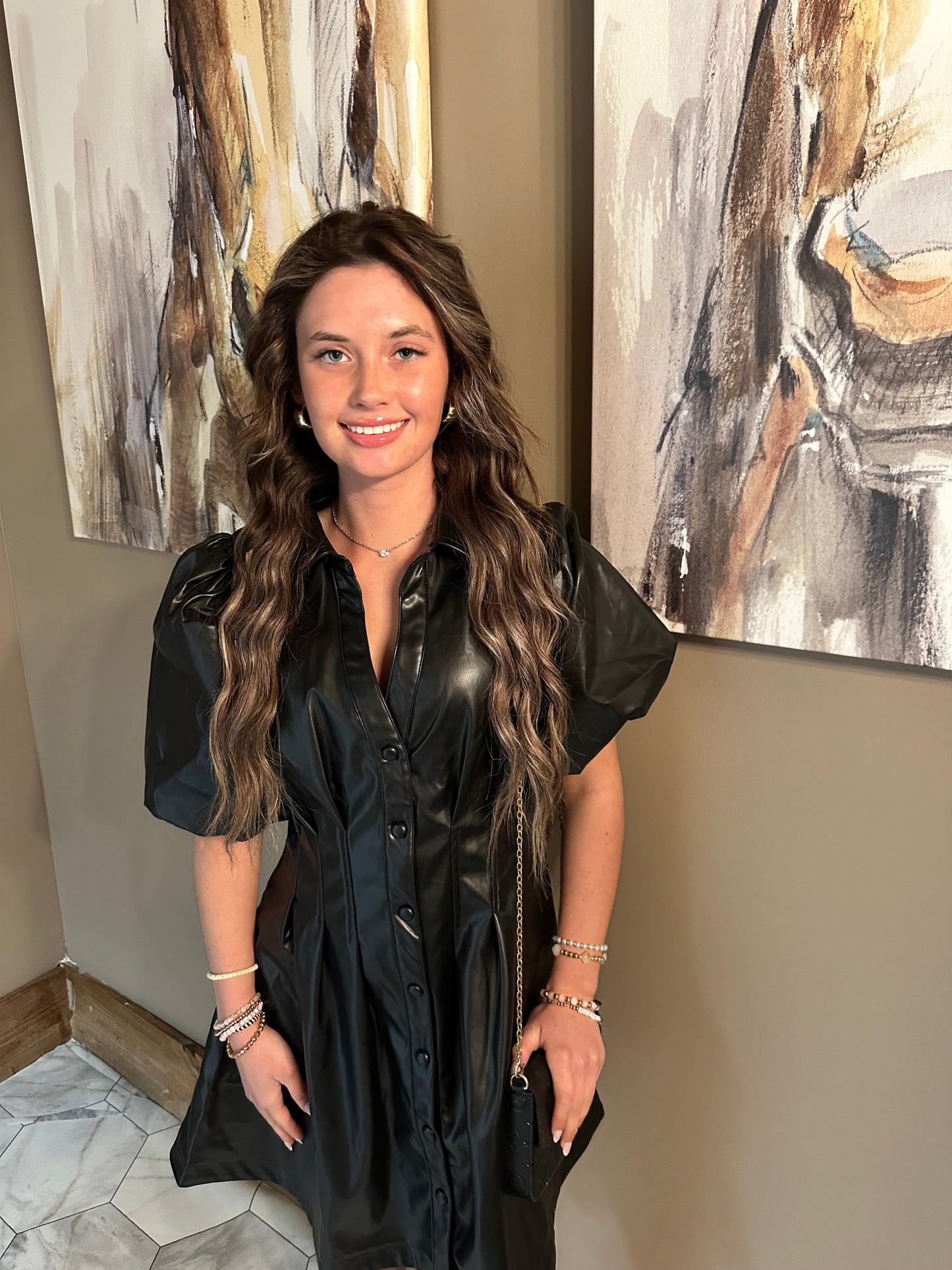 Carole Christian Leather Dress