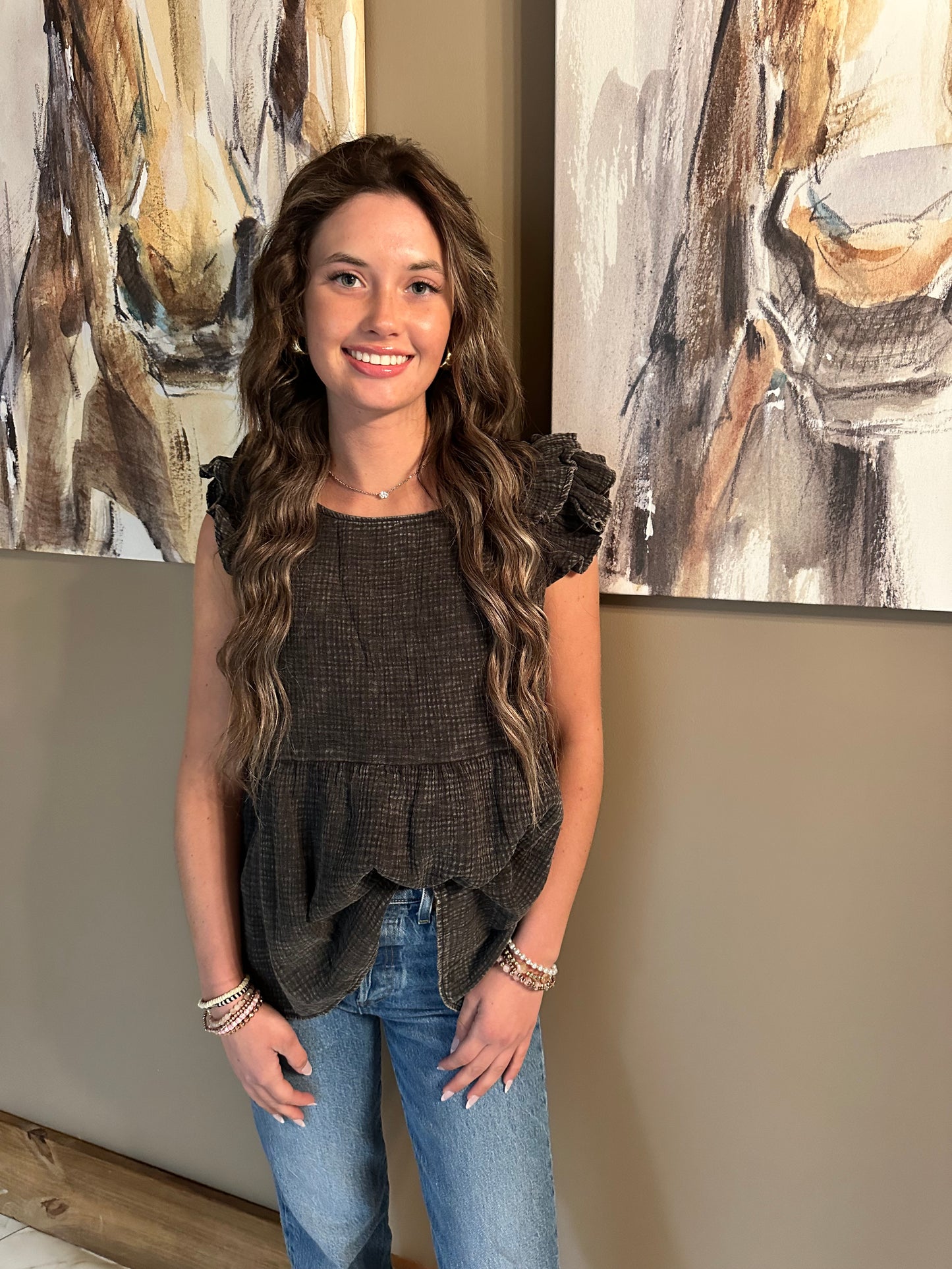 Washed ruffle blouse