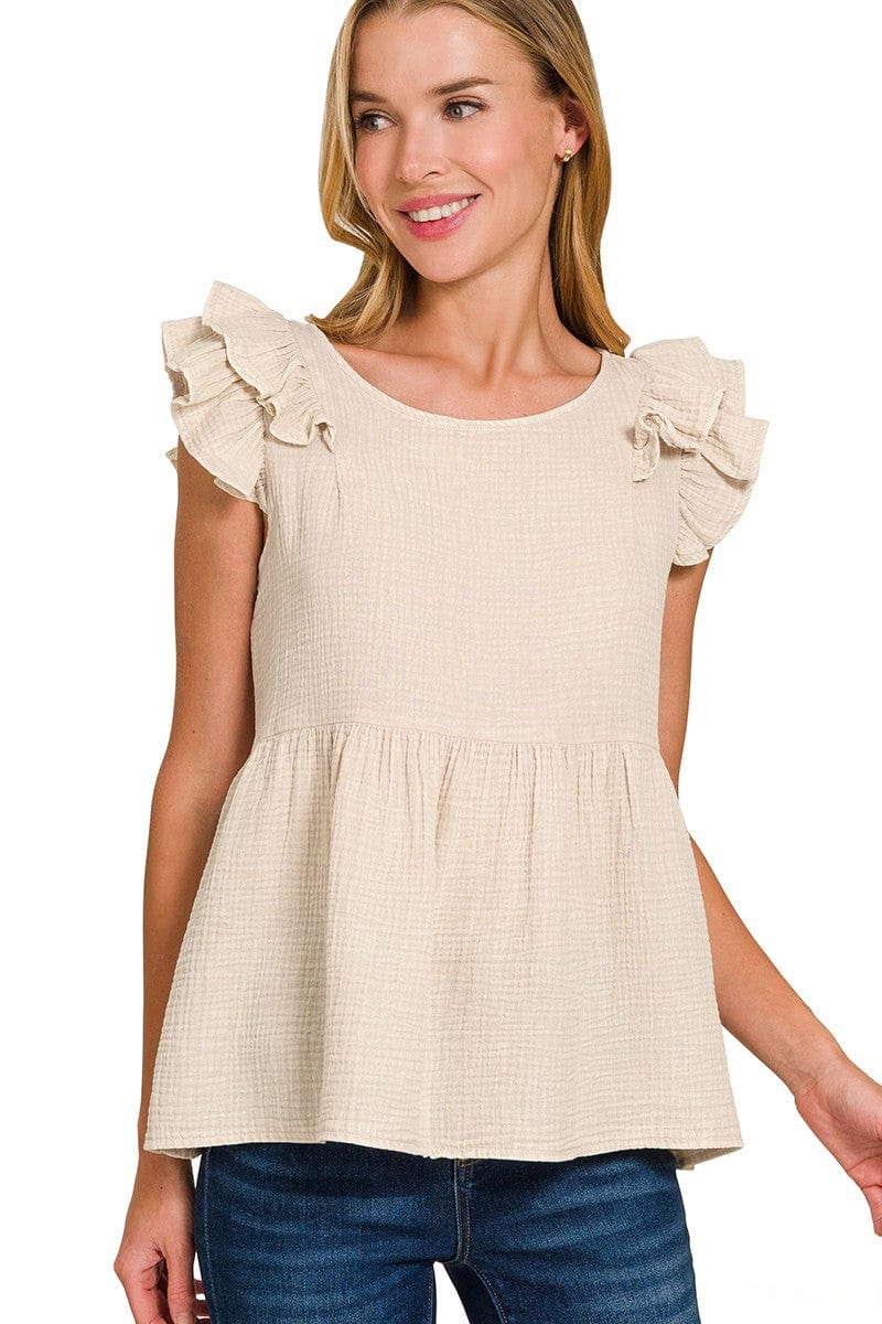 Washed ruffle blouse