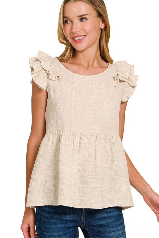 Washed ruffle blouse