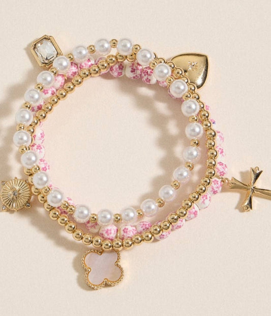 Floral Charm Bracelet set