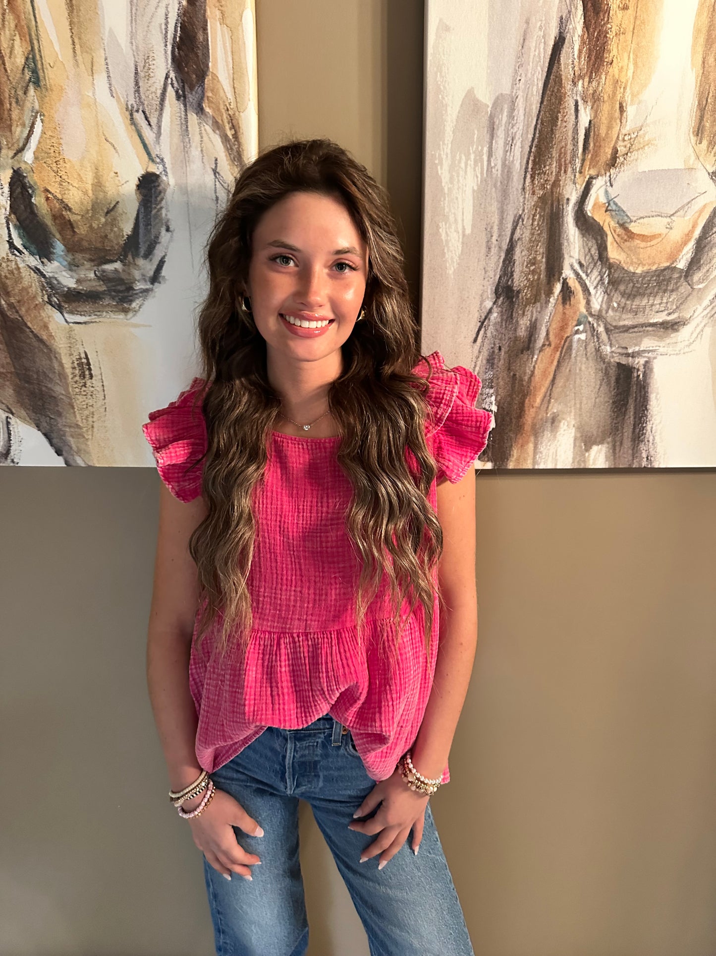 Washed ruffle blouse
