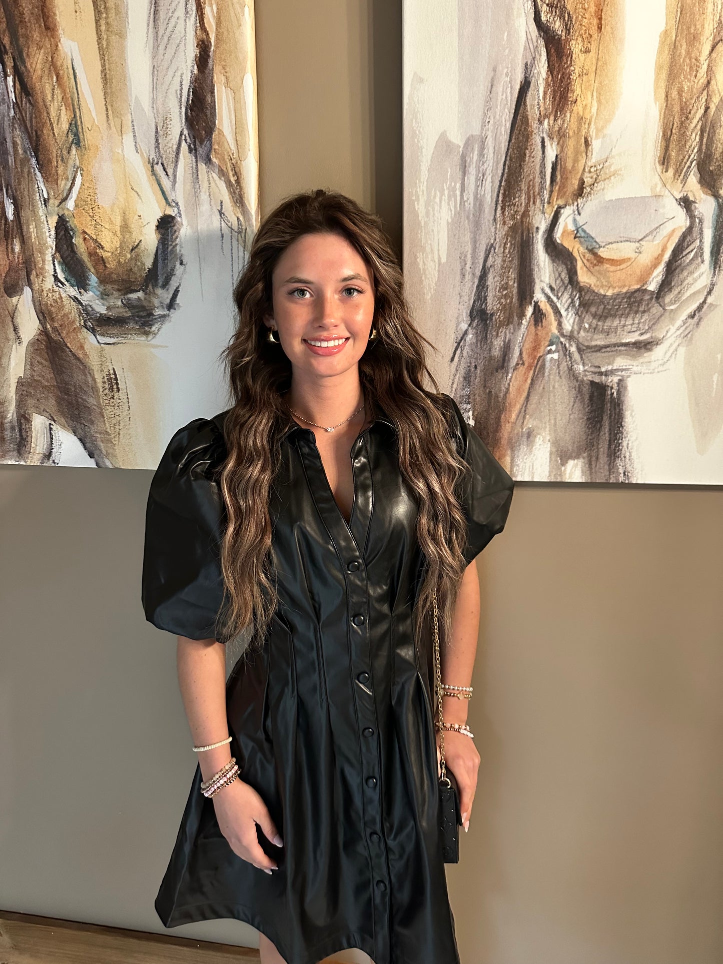 Carole Christian Leather Dress