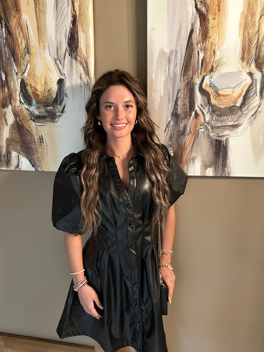 Carole Christian Leather Dress