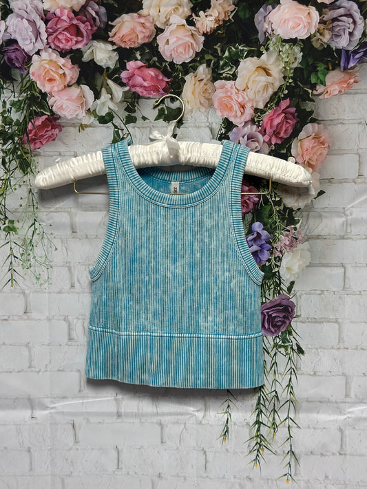 Washed crop tank top