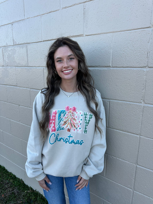 Yarn crotchet merry Christmas sweatshirt