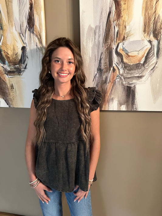 Washed ruffle blouse