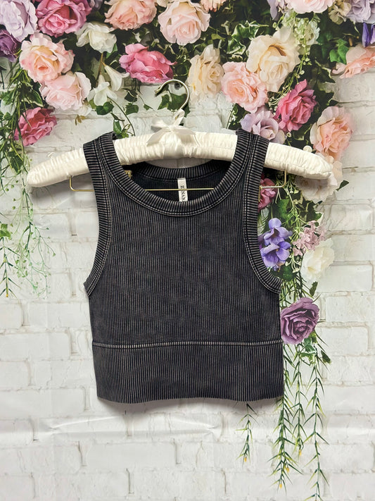 Washed cropped tank top