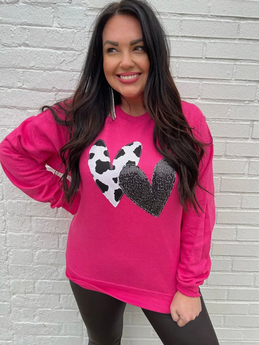 Valentines cow print sweatshirt