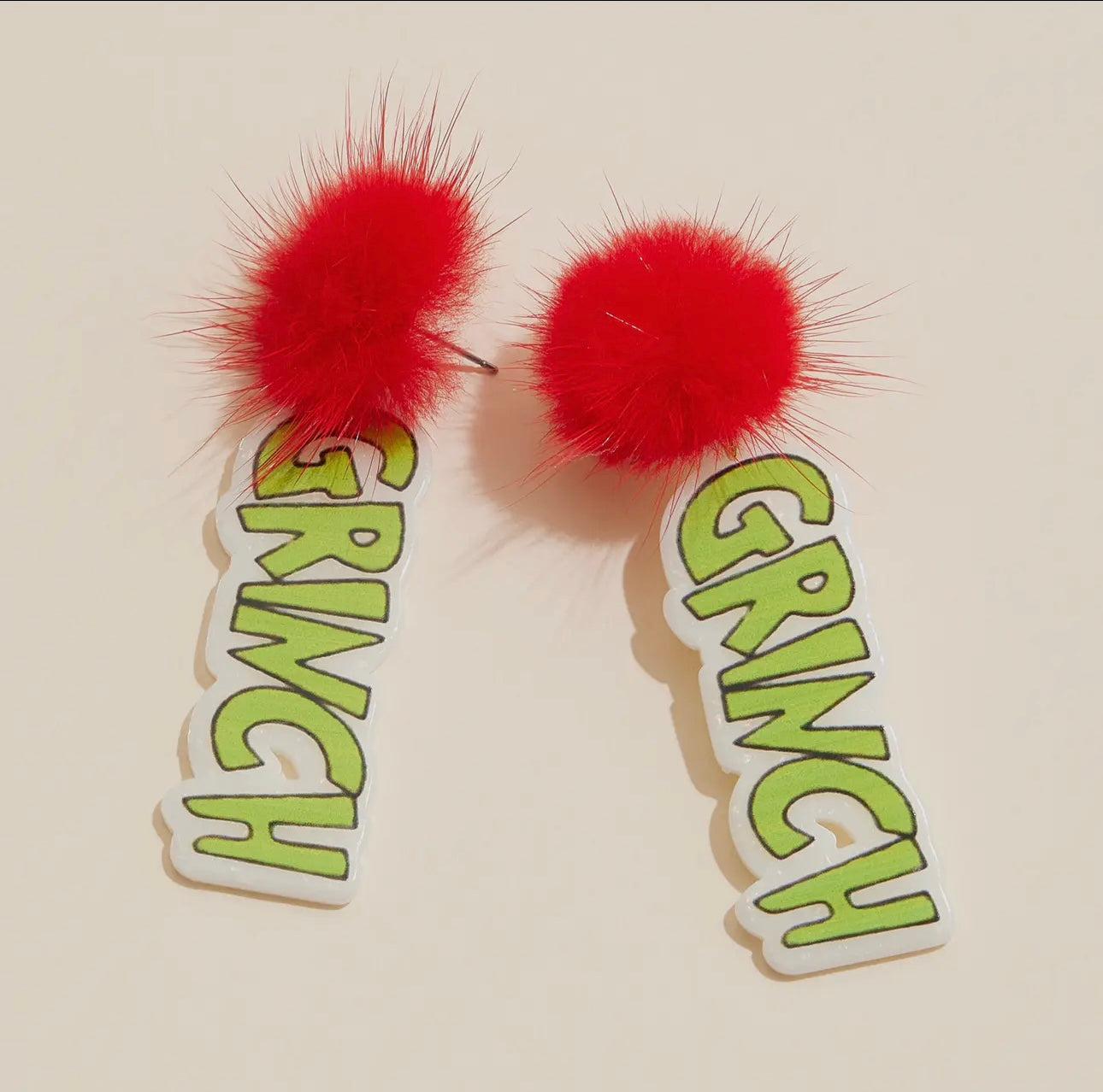 Christmas Grinch Pom-pom earring