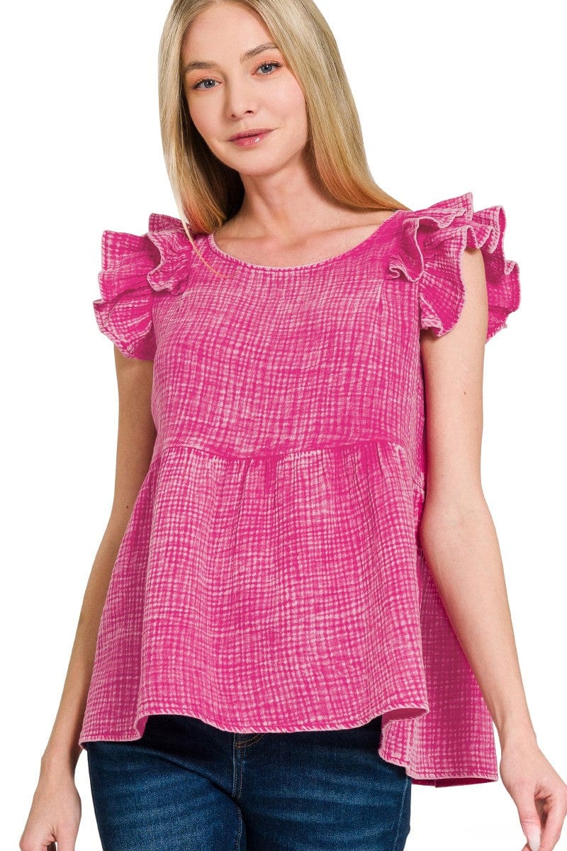 Washed ruffle blouse