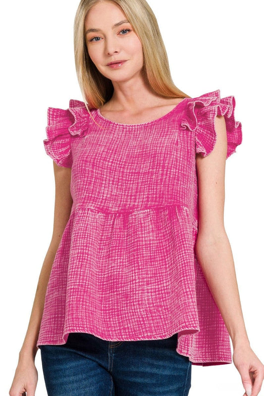 Washed ruffle blouse